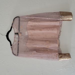 NWT Anthropology l Women's Ban Jara Blush Pink and Gold Celestial Print Top